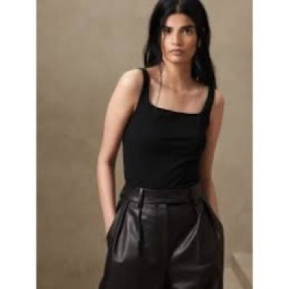 NWT Banana Republic Black Ribbed Tank Top XL